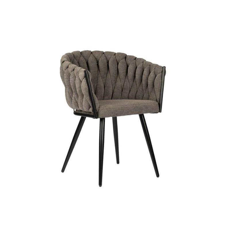 Stijlvolle Wave Chair taupe met uniek weefpatroon en comfortabele rugleuning, set van 2. Perfecte luxe toevoeging aan uw interieur.