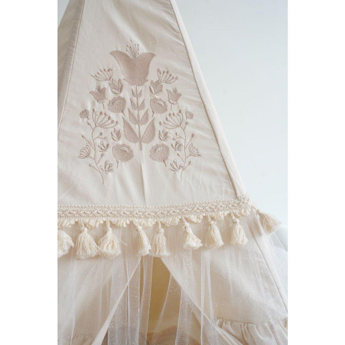 Tipi "Boho" met franjes en mattenset-Moi Mili-Ik Hout ervan.