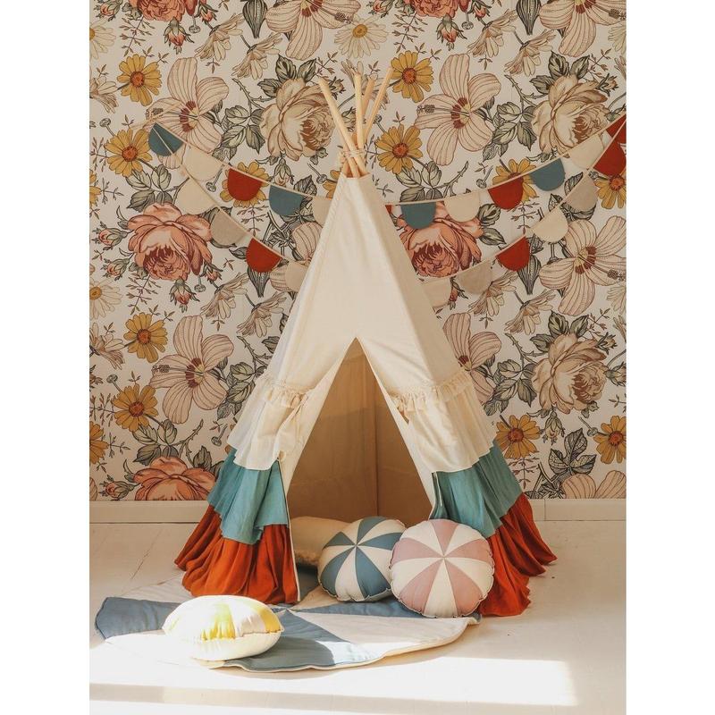 Tipi "Circus" met ruches en bruin-beige mat-Moi Mili-Ik Hout ervan.