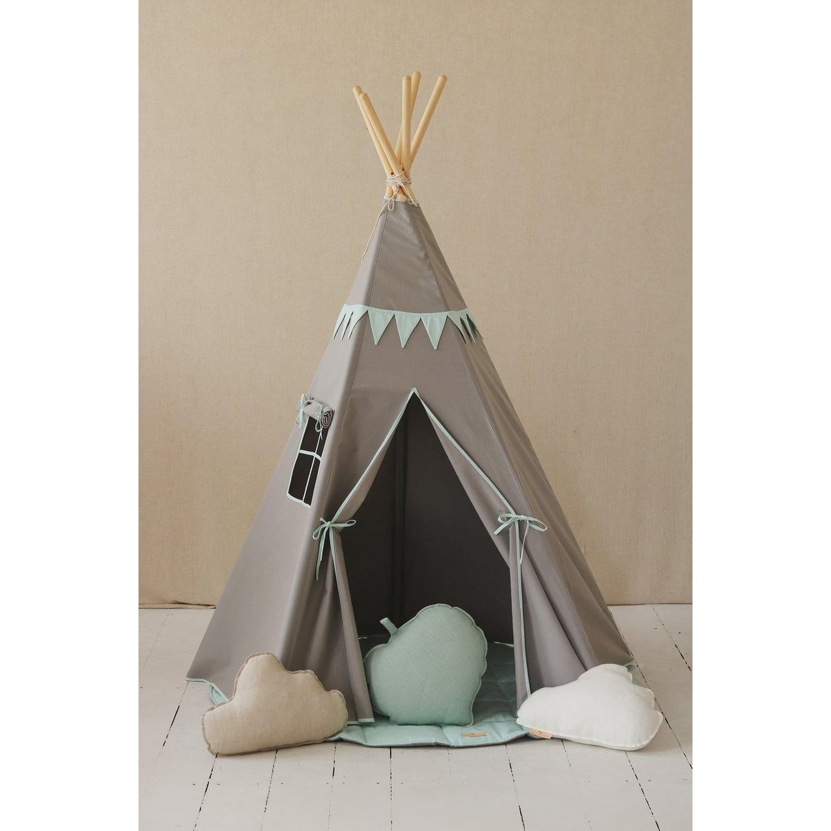 Tipi "Mint Love" met slinger en mattenset-Moi Mili-Ik Hout ervan.