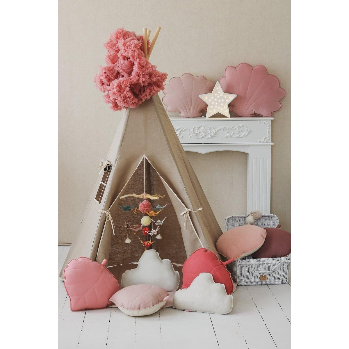 Tipi en mattenset van natuurlijk linnen-Moi Mili-Ik Hout ervan.