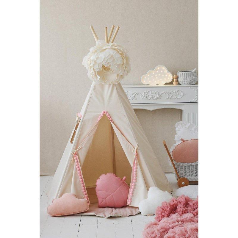 Tipi met pompons en mattenset "Pluizige pompons"-Moi Mili-Ik Hout ervan.