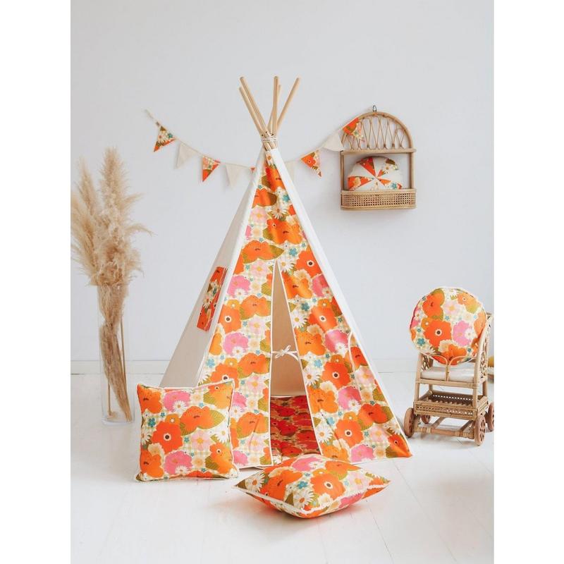 Tipi-tent “Picknick met bloemen”.-Moi Mili-Ik Hout ervan.
