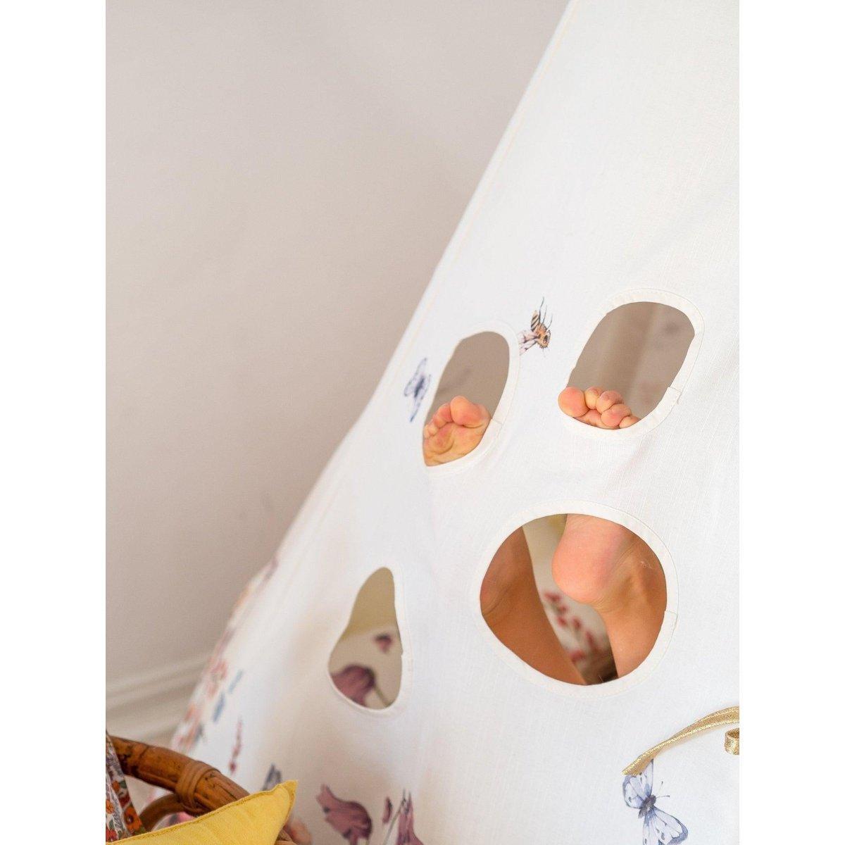 Tipi-tent "Wilde bloemen"-Moi Mili-Ik Hout ervan.