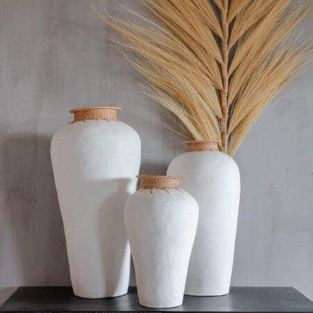 Vaas Longa met terracotta rotan L