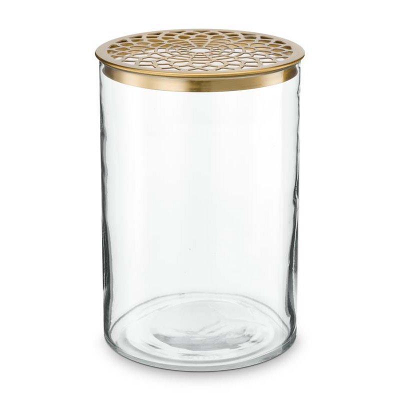 Vase with Metal Lid Gold 12.5x19cm-vtwonen-Ik Hout ervan.