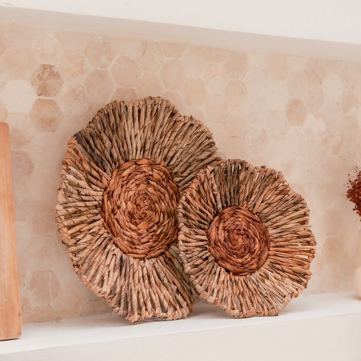 Wanddecor of Schaal MELAYA Wandmand van Bananenvezel (2 maten)-boho musthaves-Soeji-Ik Hout ervan.