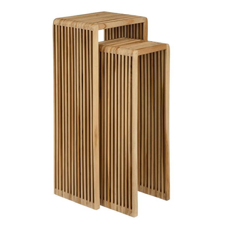 Yonker Plantentafel - Set van 2 - L35 x B25 x H80 cm - Gerecycled Hout - Bruin-Mica Decorations-Ik Hout ervan.