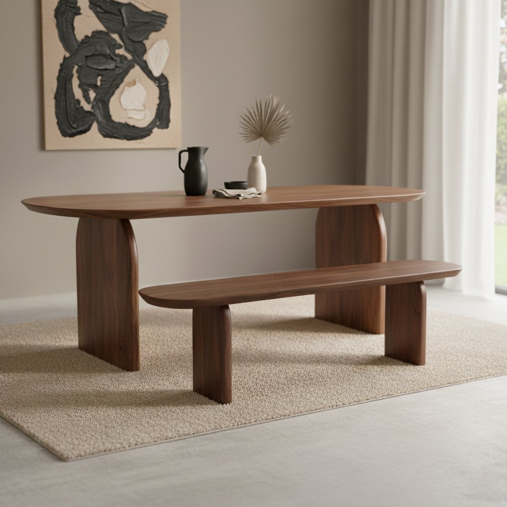 Bullnose eetkamerbank bruin