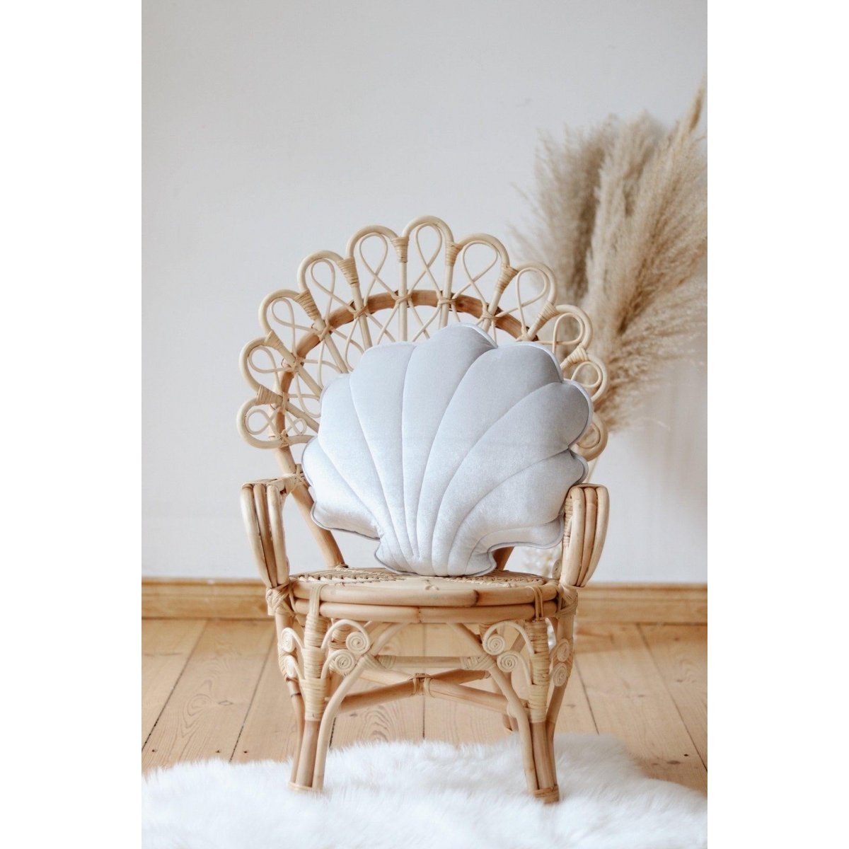 Fluwelen schelpkussen 'White Pearl'