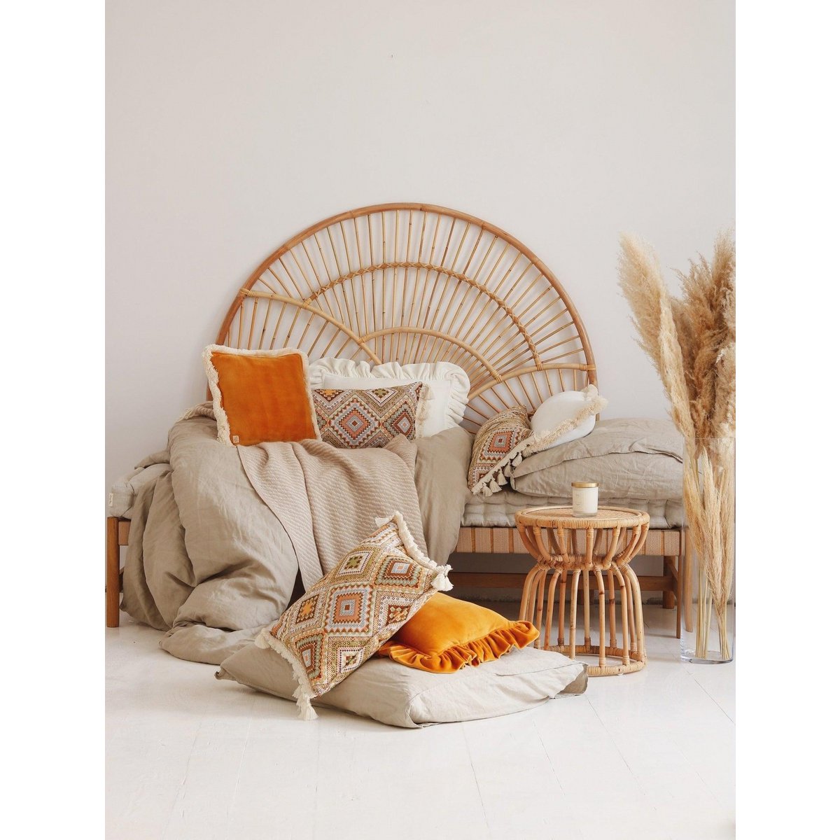 "Boho stam" bolster met franje