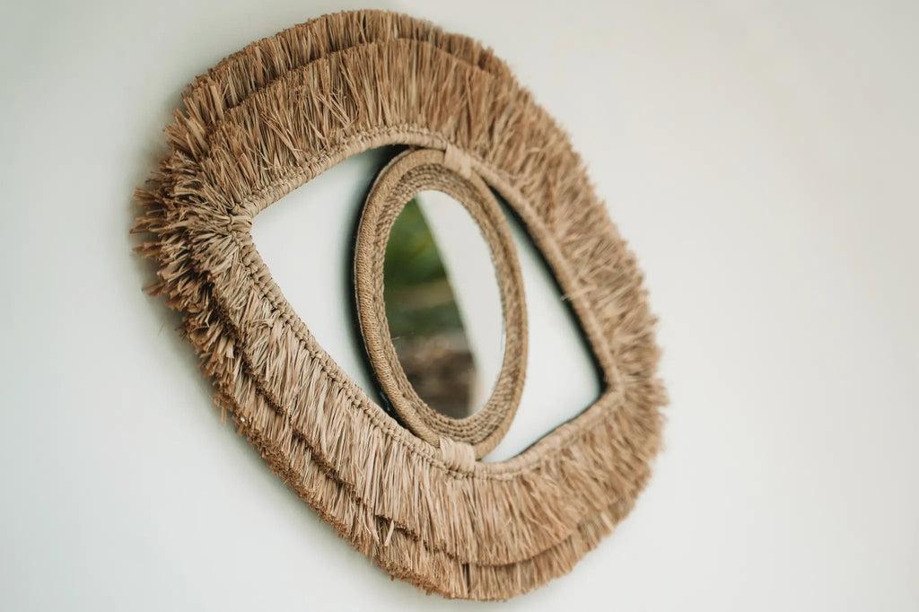 Boho spiegel The Raffia Eye Mirror - Ik Hout ervan.