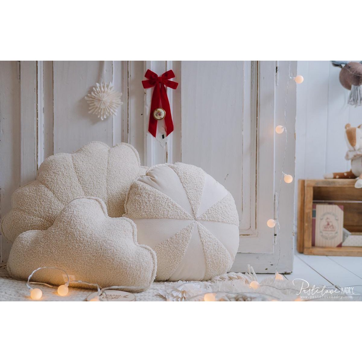 Fluffy Boucle Wolkenkussen "Witte teddy"