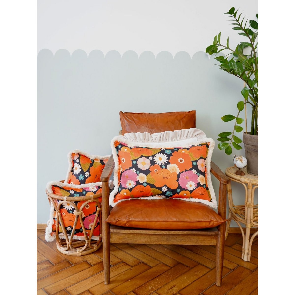 Bolster met franje "Picknick met Bloemen"