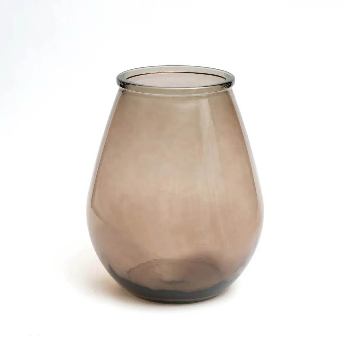 Bohemian beige vase made from recycled glass with smooth finish and contemporary design, perfect for flowers or decoration.