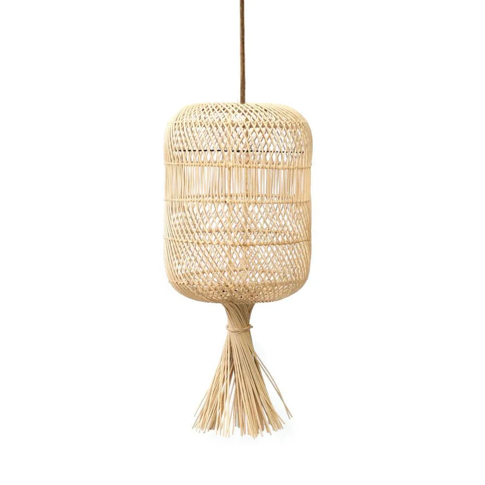 Rotan Dumpling hanglamp in bohemian stijl, maat M, voor een warme en natuurlijke uitstraling in huis.