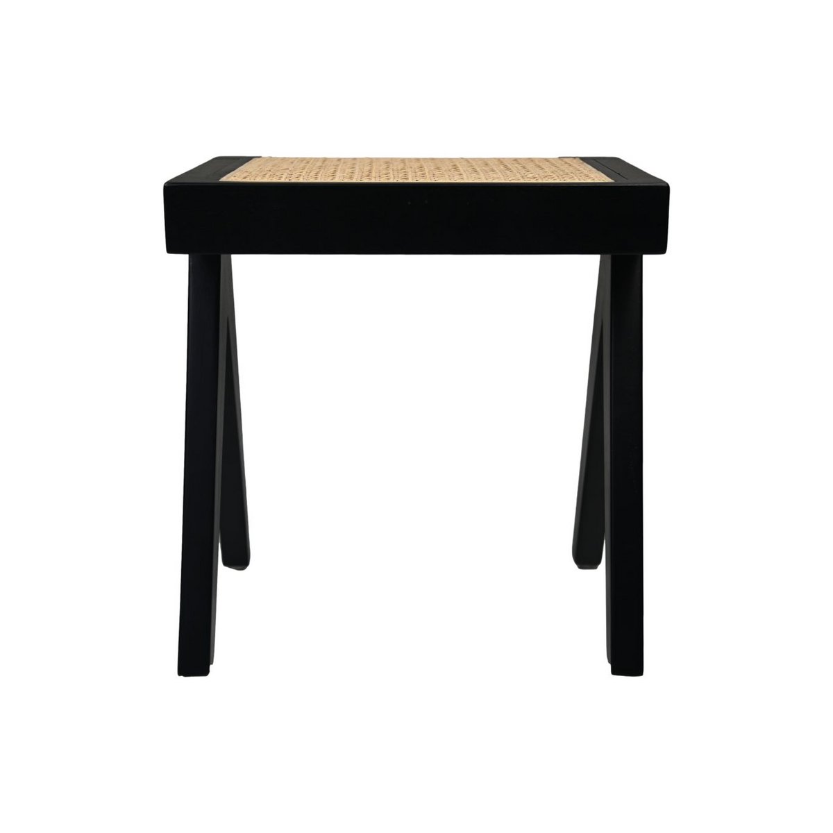 Decoratieve Kruk - 42x32x45 - Zwart/Natural - Mahonie/rotan-stoelen-HSM Collection-Ik Hout ervan.