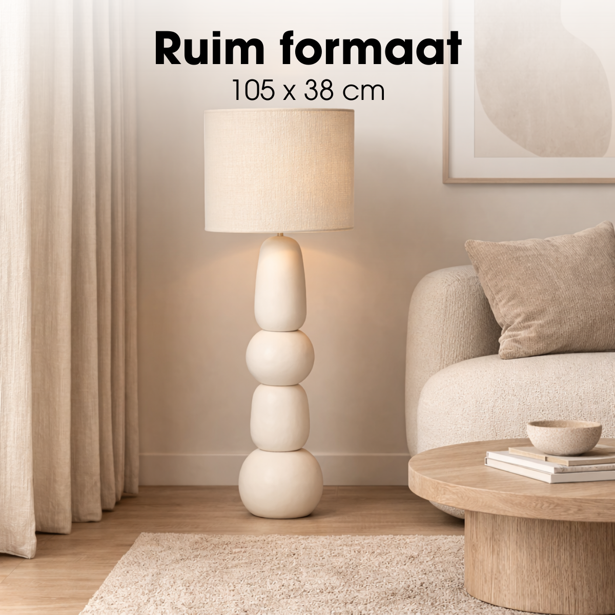 Vloerlamp Menko Crème