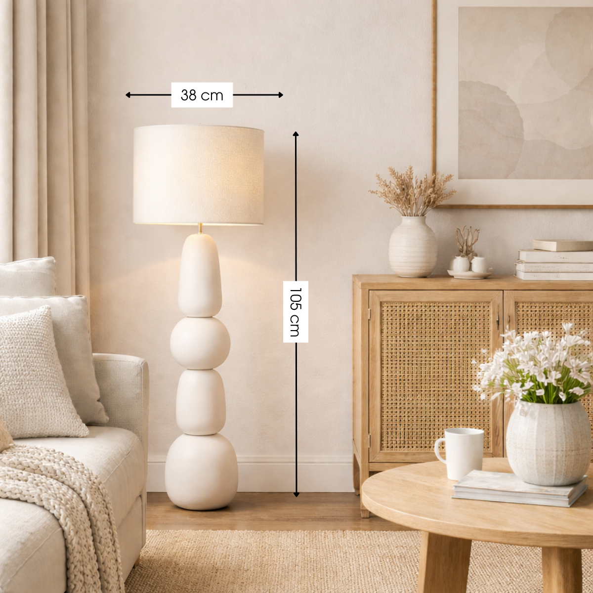 Vloerlamp Menko Crème