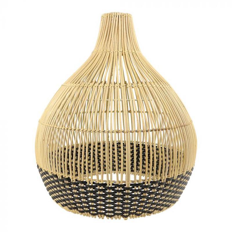 Rotan hanglamp Lex met zwart accent voor een moderne look, perfect boven de eettafel of zithoek als sfeermaker in huis.